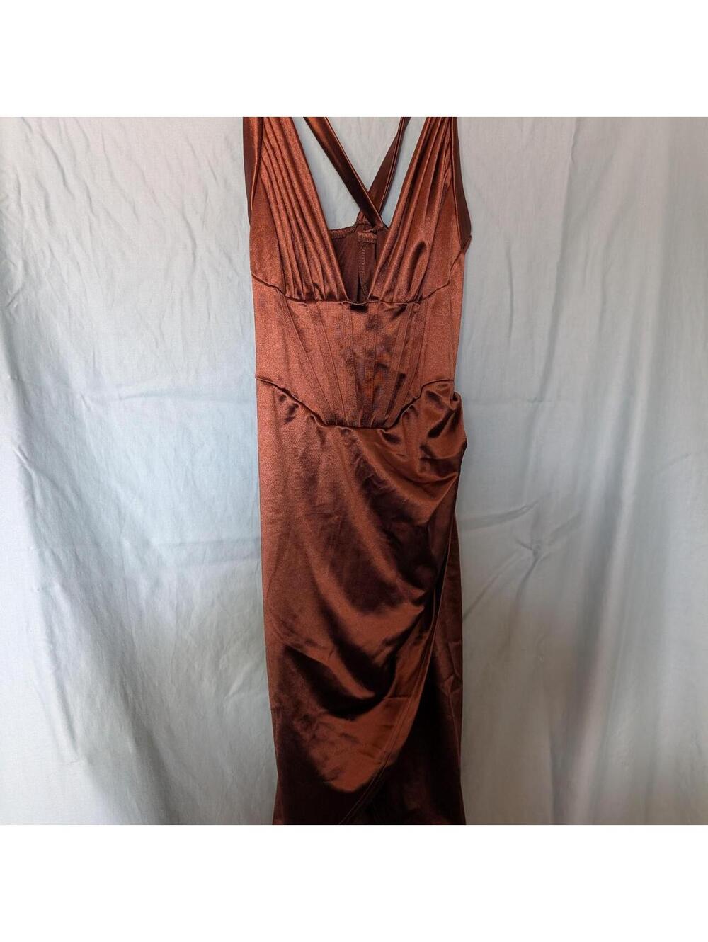 SHEIN Women's Orange and Brown Dress